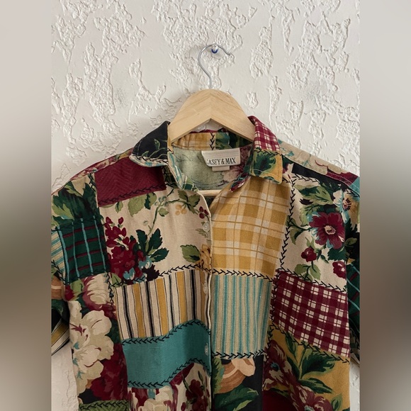 Dreamy Vintage RARE 90s Patchwork Cottagecore Prairie Top - S - Picture 2 of 6